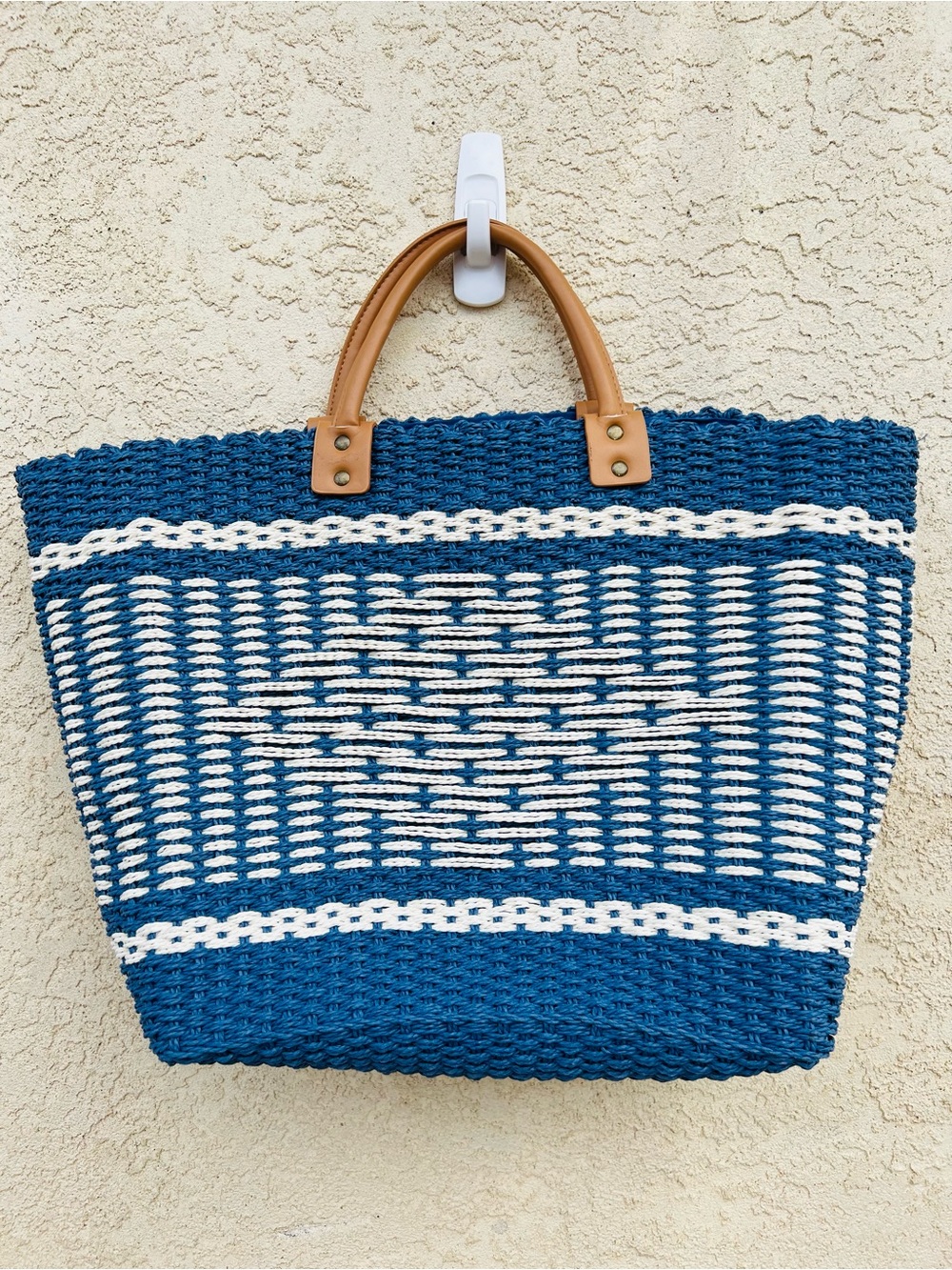 INDIGO SOUL WOVEN STRAW BEACH SUMMER TOTE BAG